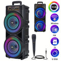 Dual 8.5" Subwoofer Party Speaker 6000W with RGB Lights | Portable Wireless Bluetooth 5.0, TWS Stereo Pairing, FM Radio, Built-in Mic, USB Rechargeable – Outdoor & Indoor Party Boombox