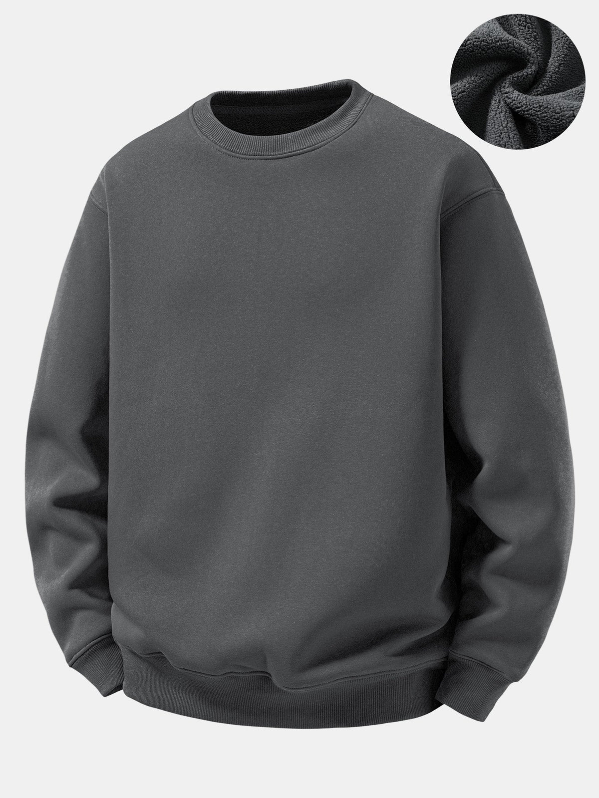 Basic Relaxed Fit Sherpa-Lined Sweatshirt