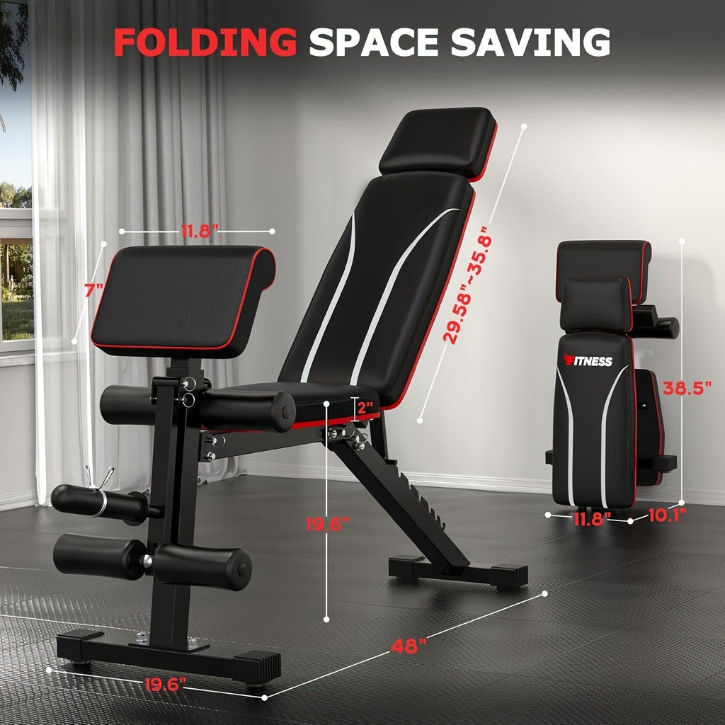 Adjustable Weight Bench in a Foldable 14-in-1 770lb Capacity Design for Full Body Strength Training at Home