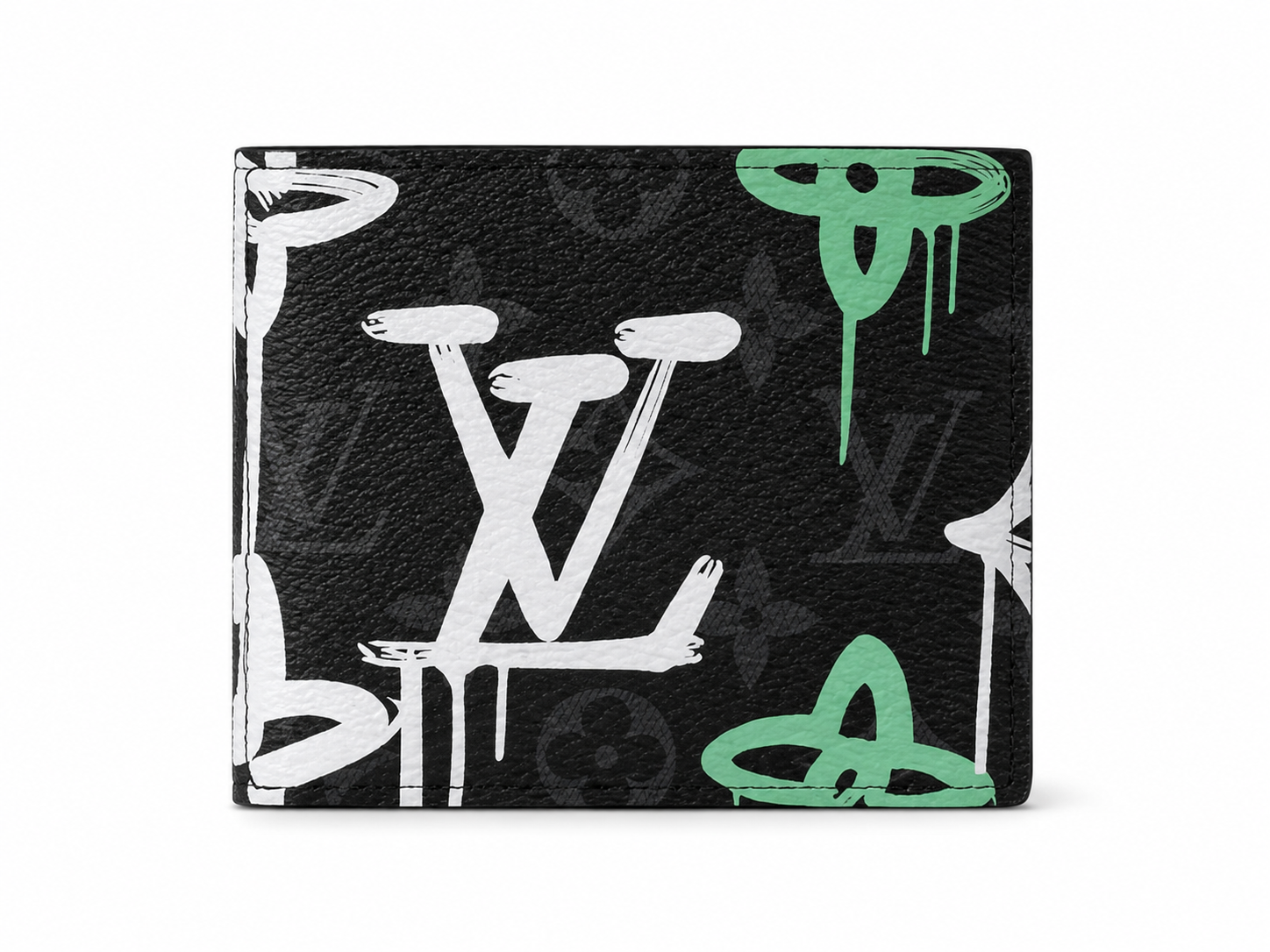 Louis Vuitton Multiple Wallet – Monogram Eclipse Graffiti White Mint Green