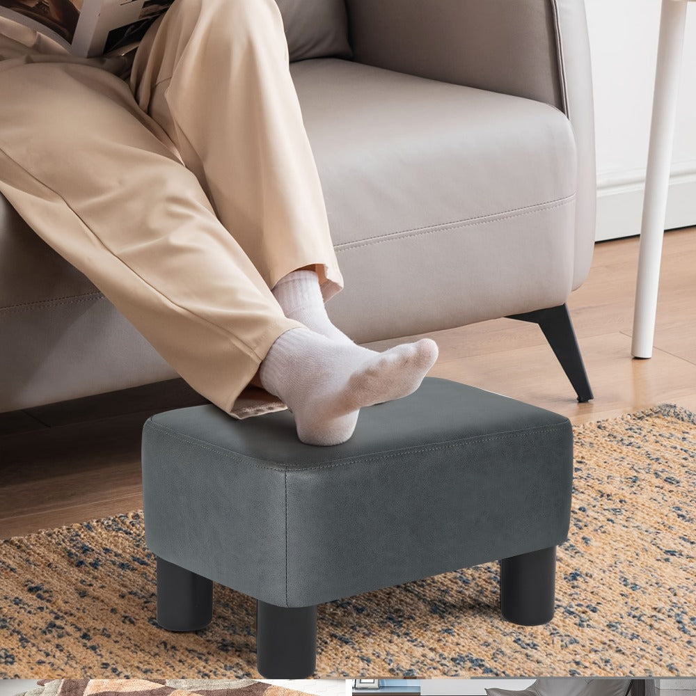 Ottoman Compact Rectangular Footrest, 15.6-Inch Width with Underside Zip Storage and Four Color Options