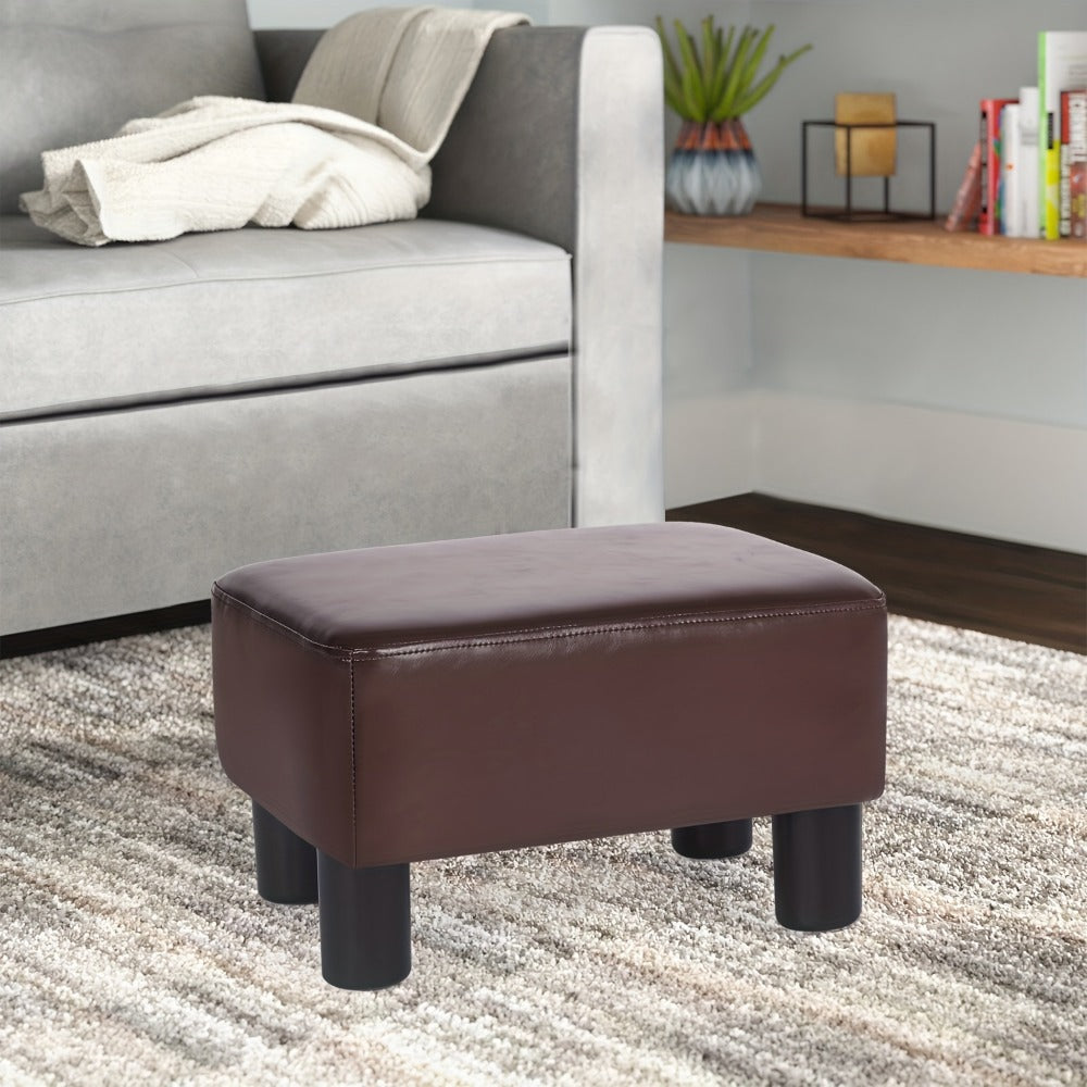 Ottoman Compact Rectangular Footrest, 15.6-Inch Width with Underside Zip Storage and Four Color Options