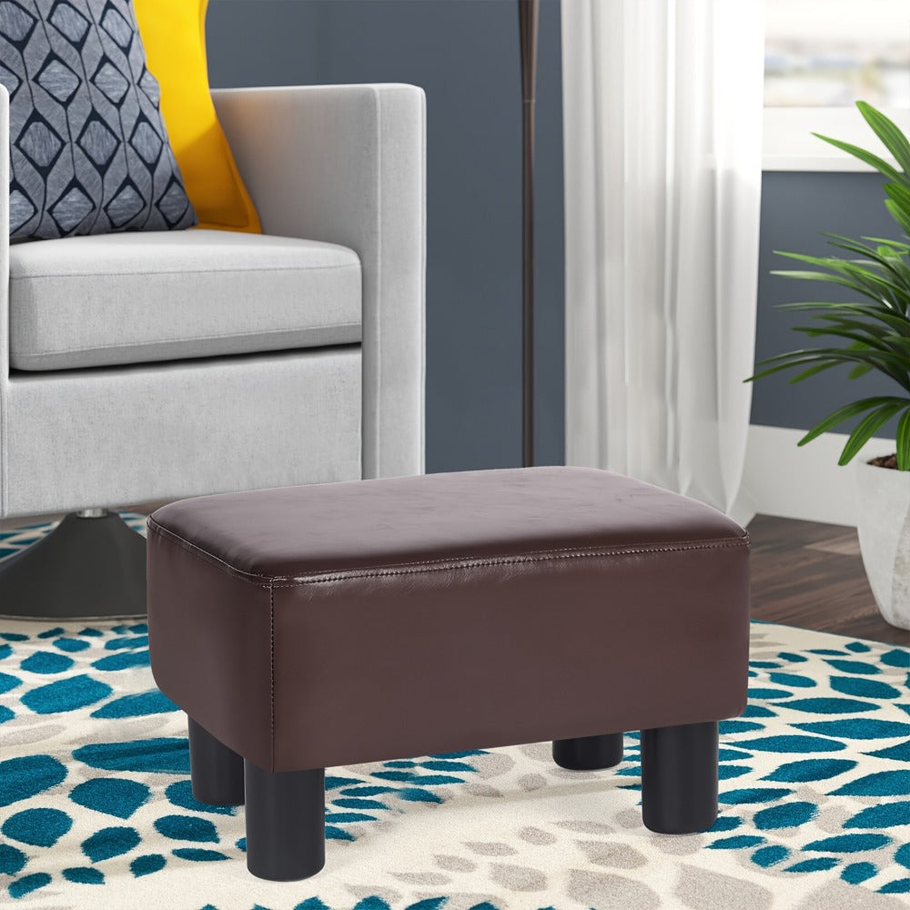 Ottoman Compact Rectangular Footrest, 15.6-Inch Width with Underside Zip Storage and Four Color Options