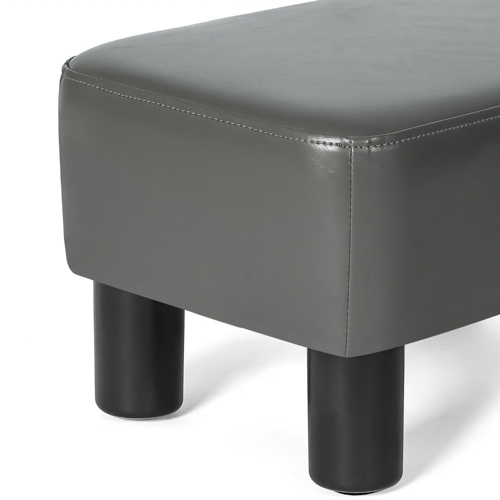 Ottoman Compact Rectangular Footrest, 15.6-Inch Width with Underside Zip Storage and Four Color Options