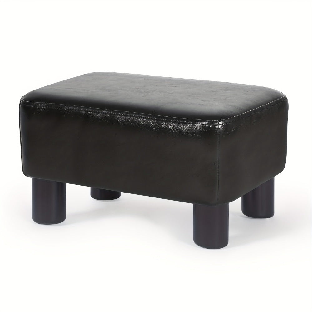 Ottoman Compact Rectangular Footrest, 15.6-Inch Width with Underside Zip Storage and Four Color Options