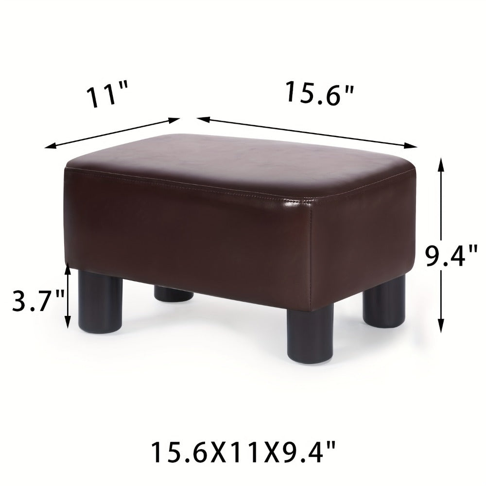 Ottoman Compact Rectangular Footrest, 15.6-Inch Width with Underside Zip Storage and Four Color Options