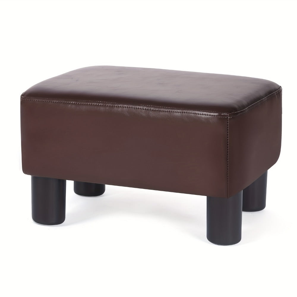 Ottoman Compact Rectangular Footrest, 15.6-Inch Width with Underside Zip Storage and Four Color Options