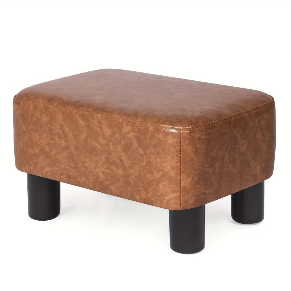 Ottoman Compact Rectangular Footrest, 15.6-Inch Width with Underside Zip Storage and Four Color Options