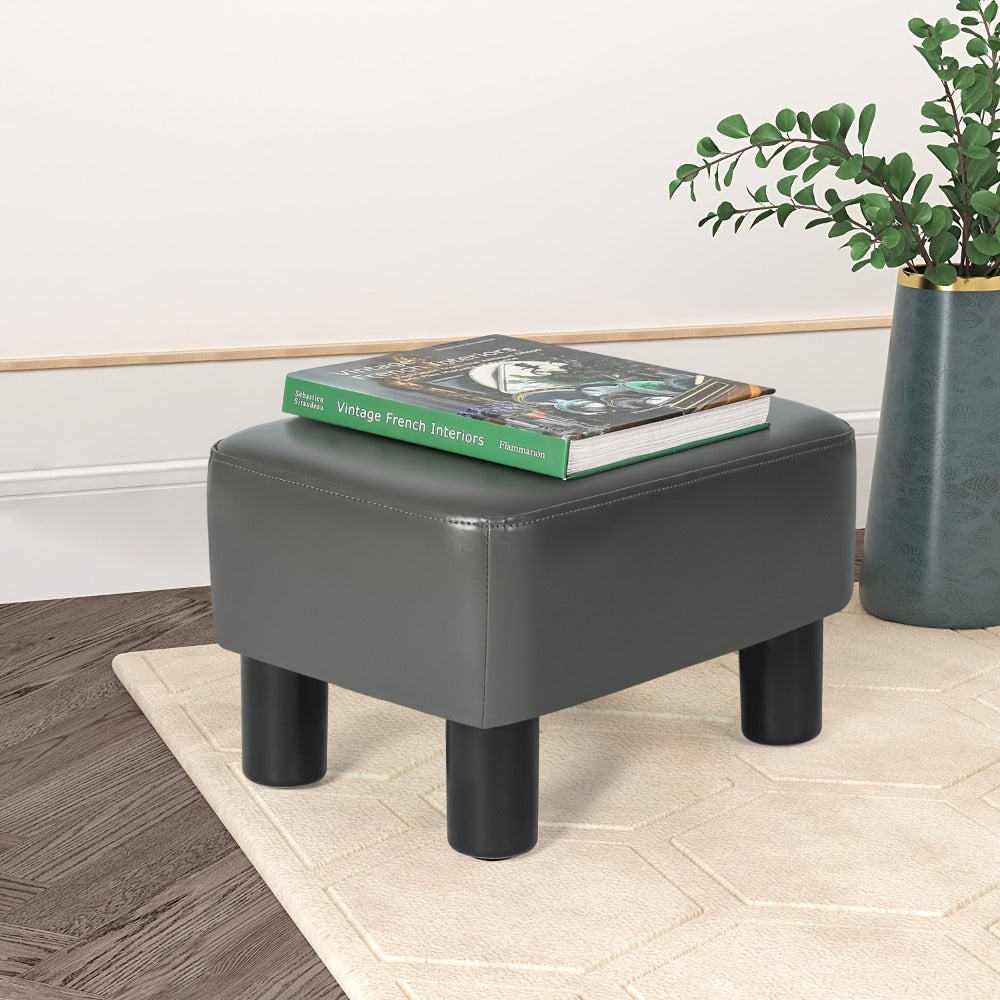 Ottoman Compact Rectangular Footrest, 15.6-Inch Width with Underside Zip Storage and Four Color Options