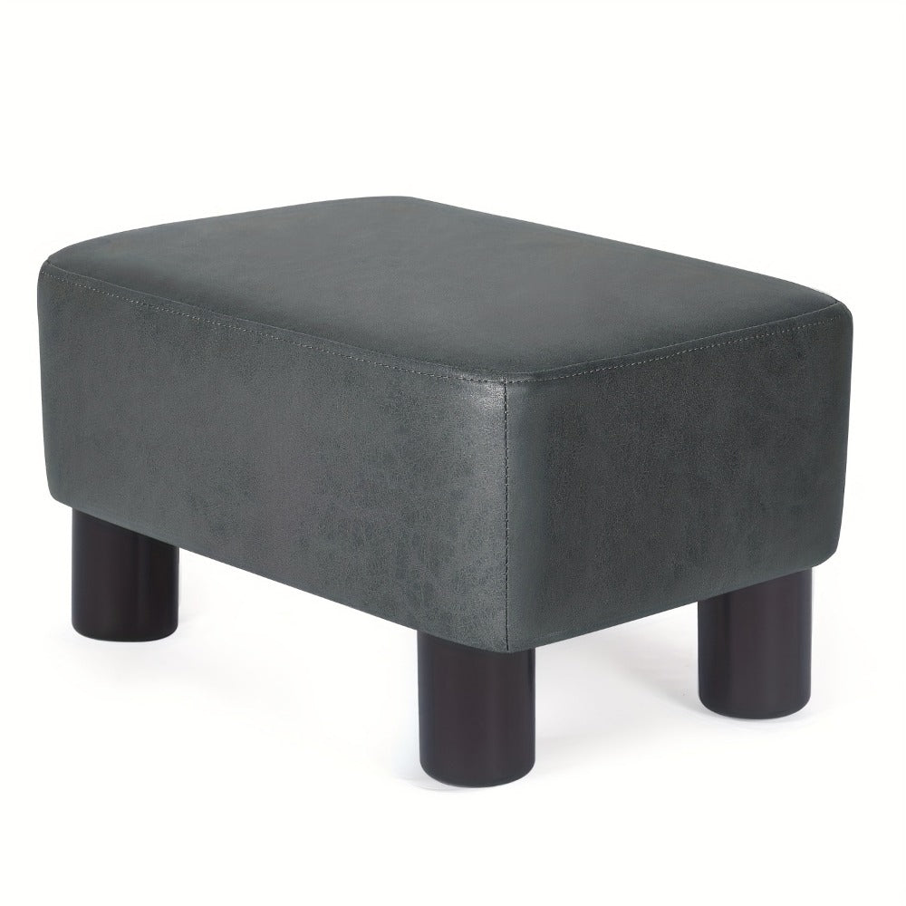 Ottoman Compact Rectangular Footrest, 15.6-Inch Width with Underside Zip Storage and Four Color Options