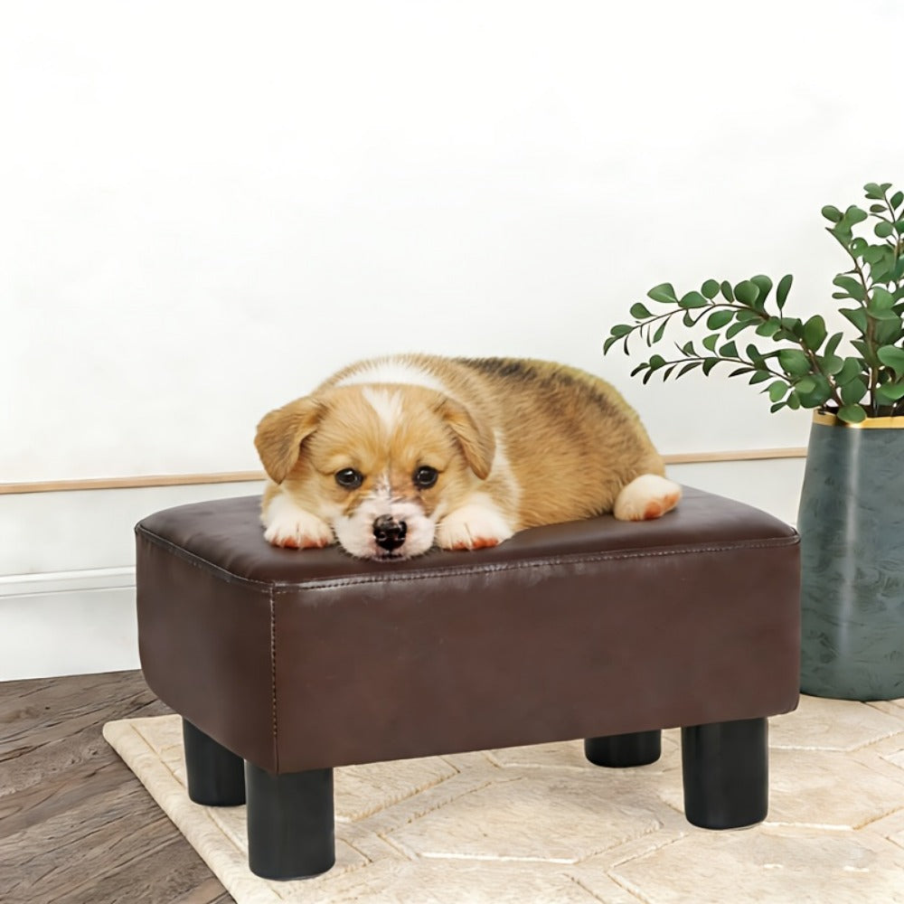 Ottoman Compact Rectangular Footrest, 15.6-Inch Width with Underside Zip Storage and Four Color Options