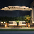 Patio Umbrella 15FT Double-Sided Solar LED Style with 48 Lights, 12 Steel Ribs and Five Colors