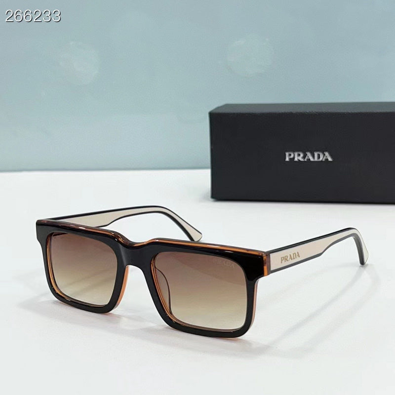 Prada Square Frame Sunglasses – Black Acetate Gradient Grey Lens Made in Italy