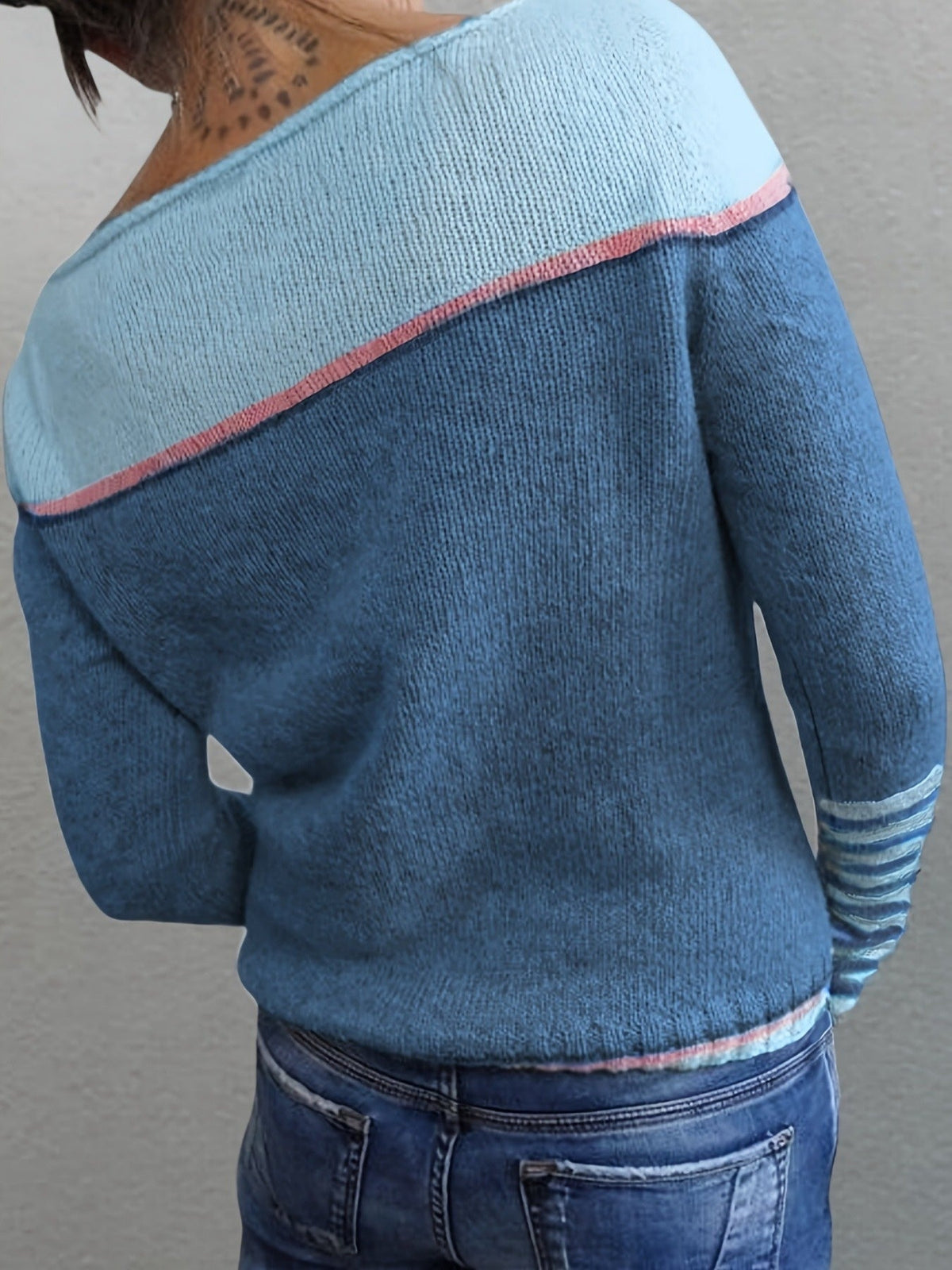 Annika | Colour-Block-Pullover mit U-Boot-Ausschnitt