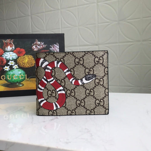 Gucci GG Supreme Kingsnake Print Bifold Wallet