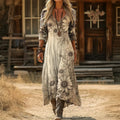 Silvia | Vintage-inspiriertes langärmeliges Blumenkleid