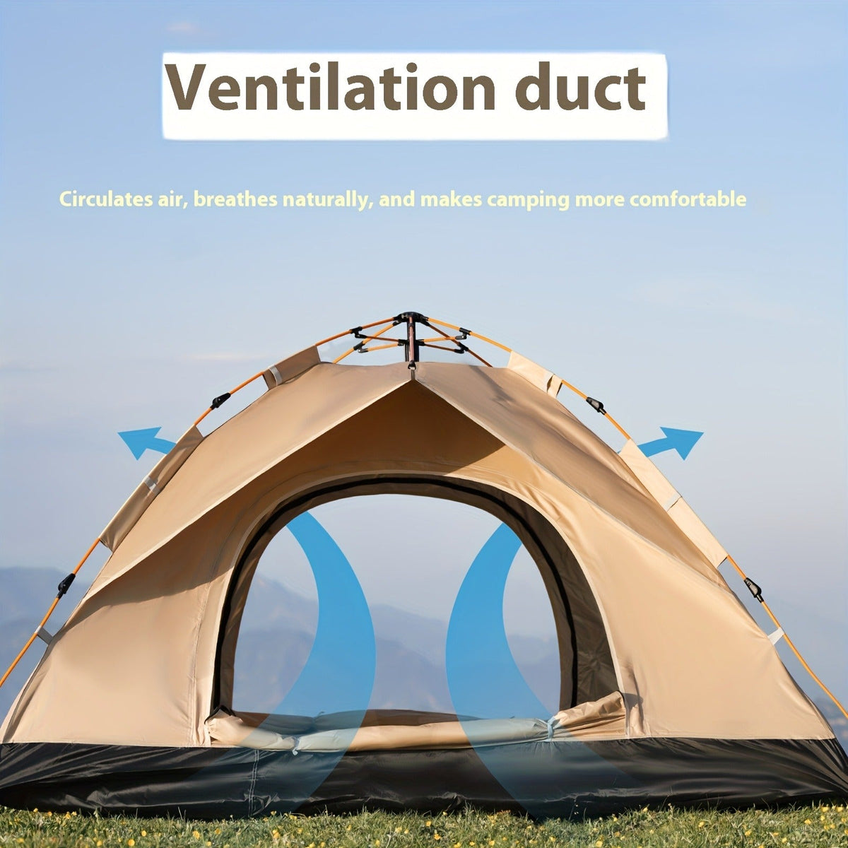 Camping Tent, One-to-Three or Three-to-Four-Person Pop-Up Outdoor Shelter with Dual Doors for Camp Setup