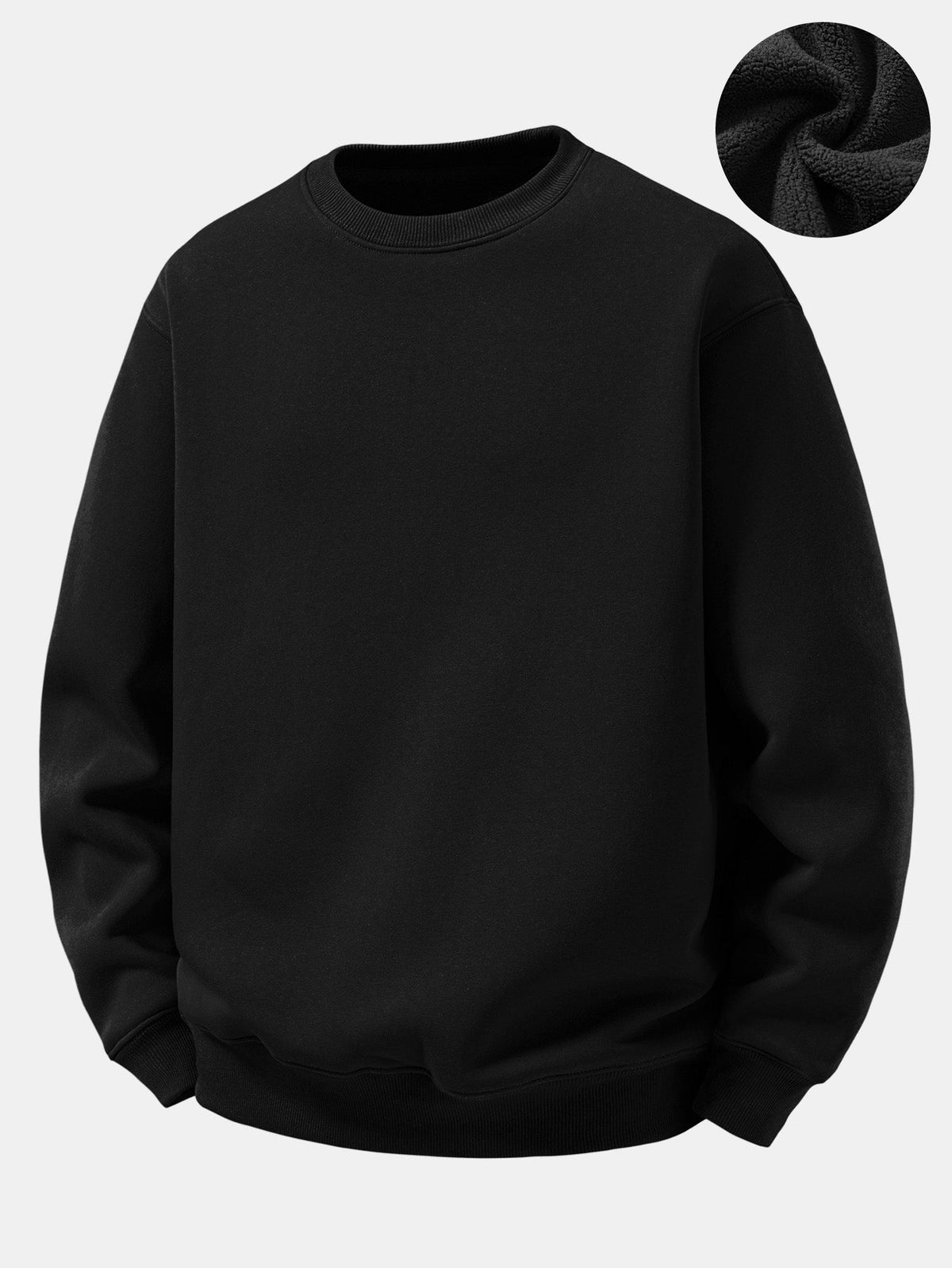 Basic Relaxed Fit Sherpa-Lined Sweatshirt