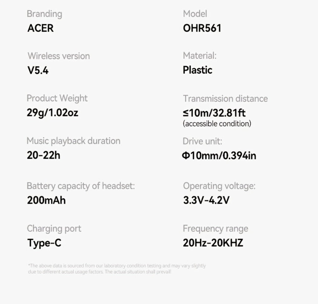 Acer TWS Wireless Earbuds Gaming Mode Low Latency, Noise Isolation Stereo Sound USB-C Charging Long Battery Life
