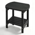 Outdoor Side Table by Furn Mivo, 16.5-Inch Two-Tier HDPE Design with Slatted Top and Five Color Options