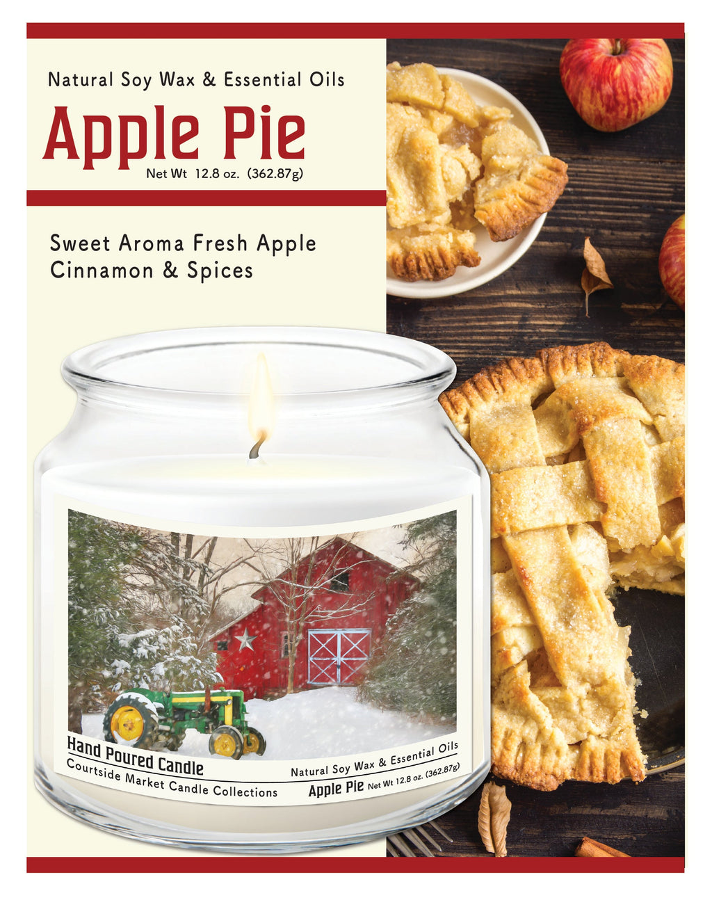 Winter at the Barn 12.8 Oz Candle Glass Jar with Brushed Silver Metal Lid