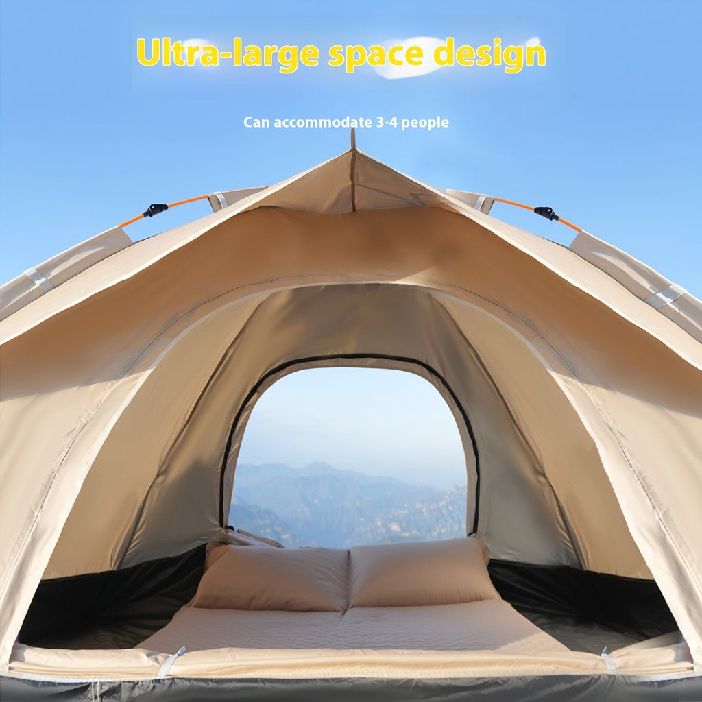 Camping Tent, One-to-Three or Three-to-Four-Person Pop-Up Outdoor Shelter with Dual Doors for Camp Setup