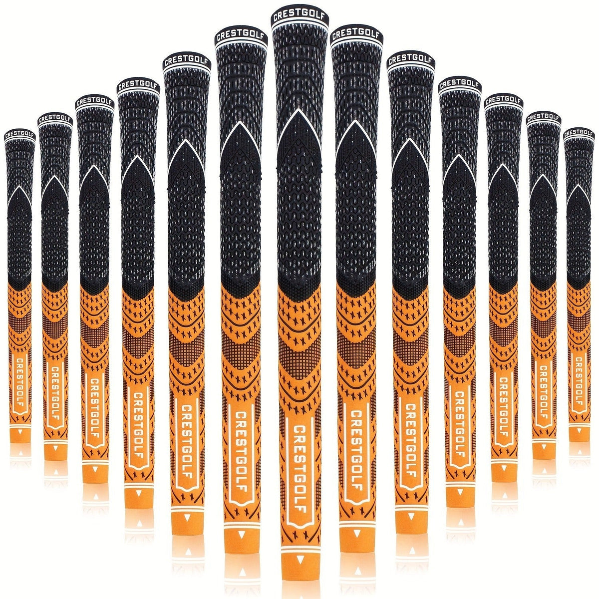 Midsize Golf Grips Set 13 Pack – All Weather Hybrid Rubber Golf Club Grips with Ecological Yarn Thread Technology, Multiple Colors, Fits Full Set of Clubs (Black, White, Red, Orange, Yellow, Blue, Gray)