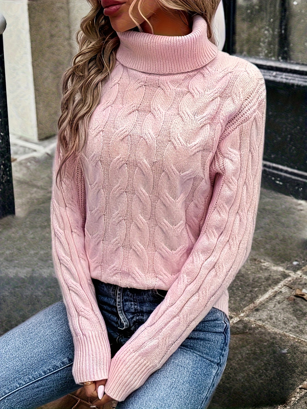 Naomi | Zopfstrickpullover mit Rollkragen