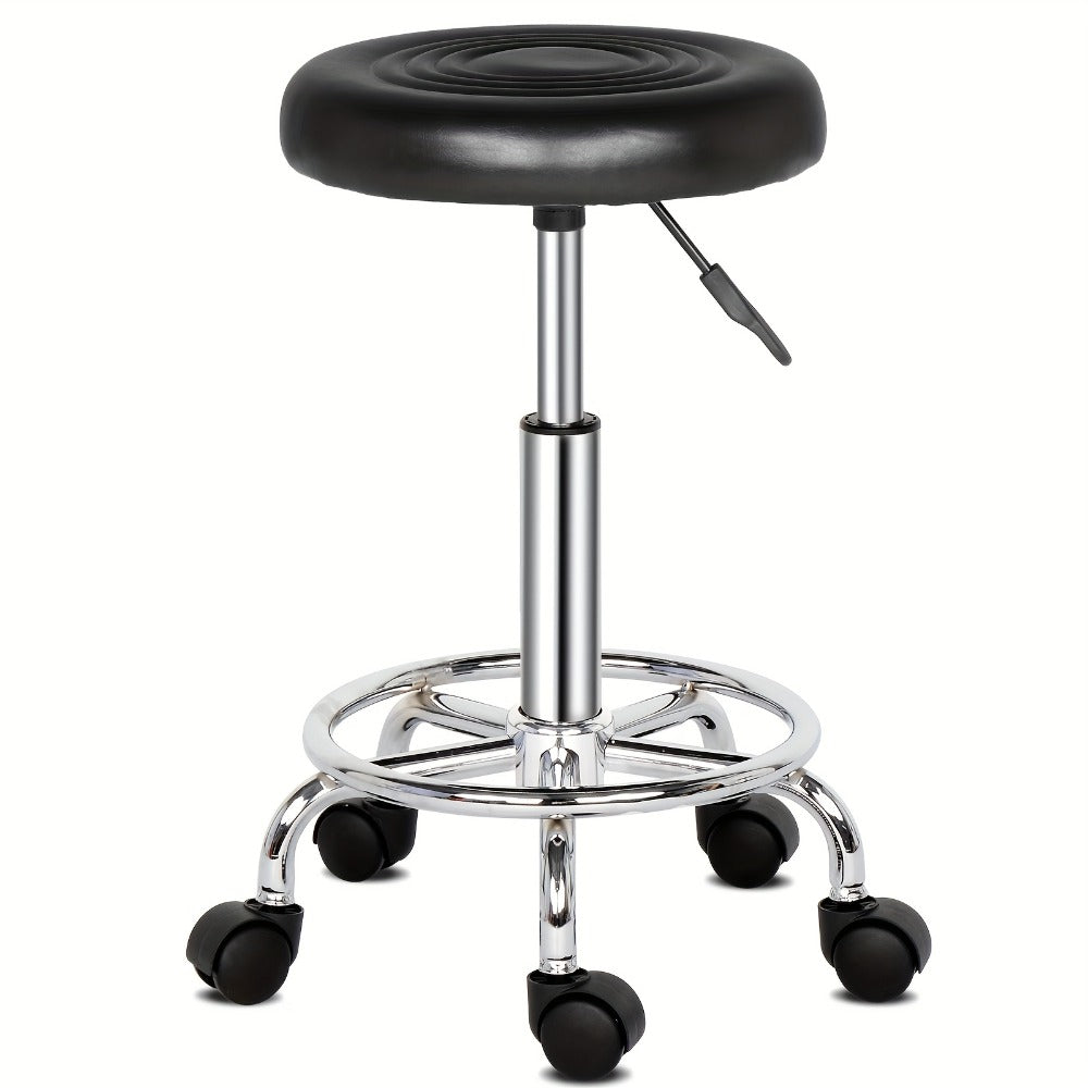 Round Padded Swivel Bar Stool 360° with Chrome Base - Adjustable Height Salon Kitchen Counter Stool for Nail