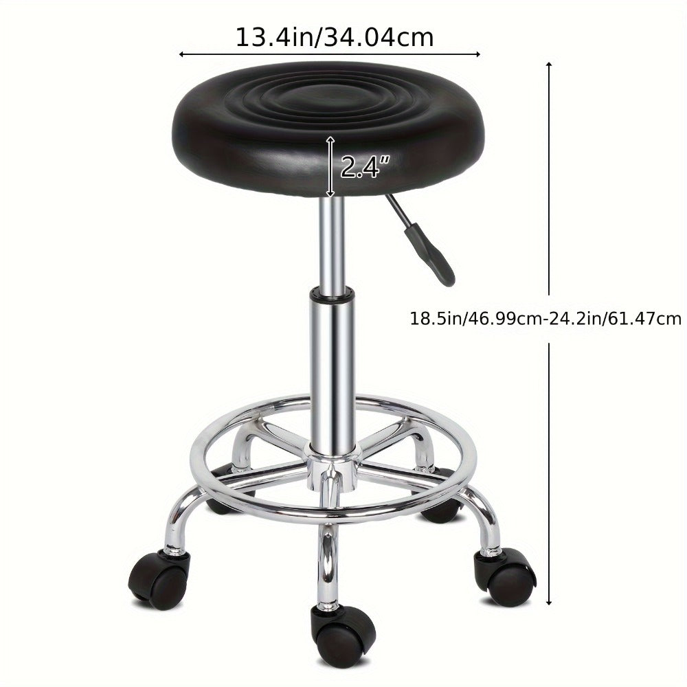 Round Padded Swivel Bar Stool 360° with Chrome Base - Adjustable Height Salon Kitchen Counter Stool for Nail