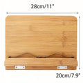 Bamboo Book Stand Adjustable Foldable Portable Reading Stand with Page Clips for Cookbook Tablet E-Reader Textbook Sheet Music Desk Holder Lightweight Sturdy 11x7.9in