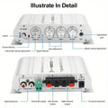 400W Car Audio Amplifier 2.1 Channel 12V Vehicle Sound System Stereo Bass Booster with Aluminum Alloy Housing