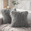 Faux Fur Throw Pillow Covers Pack of 2 – Luxury Soft Fluffy Decorative Cushion Covers for Couch Bed Sofa, Pet Friendly, Zipper Closure