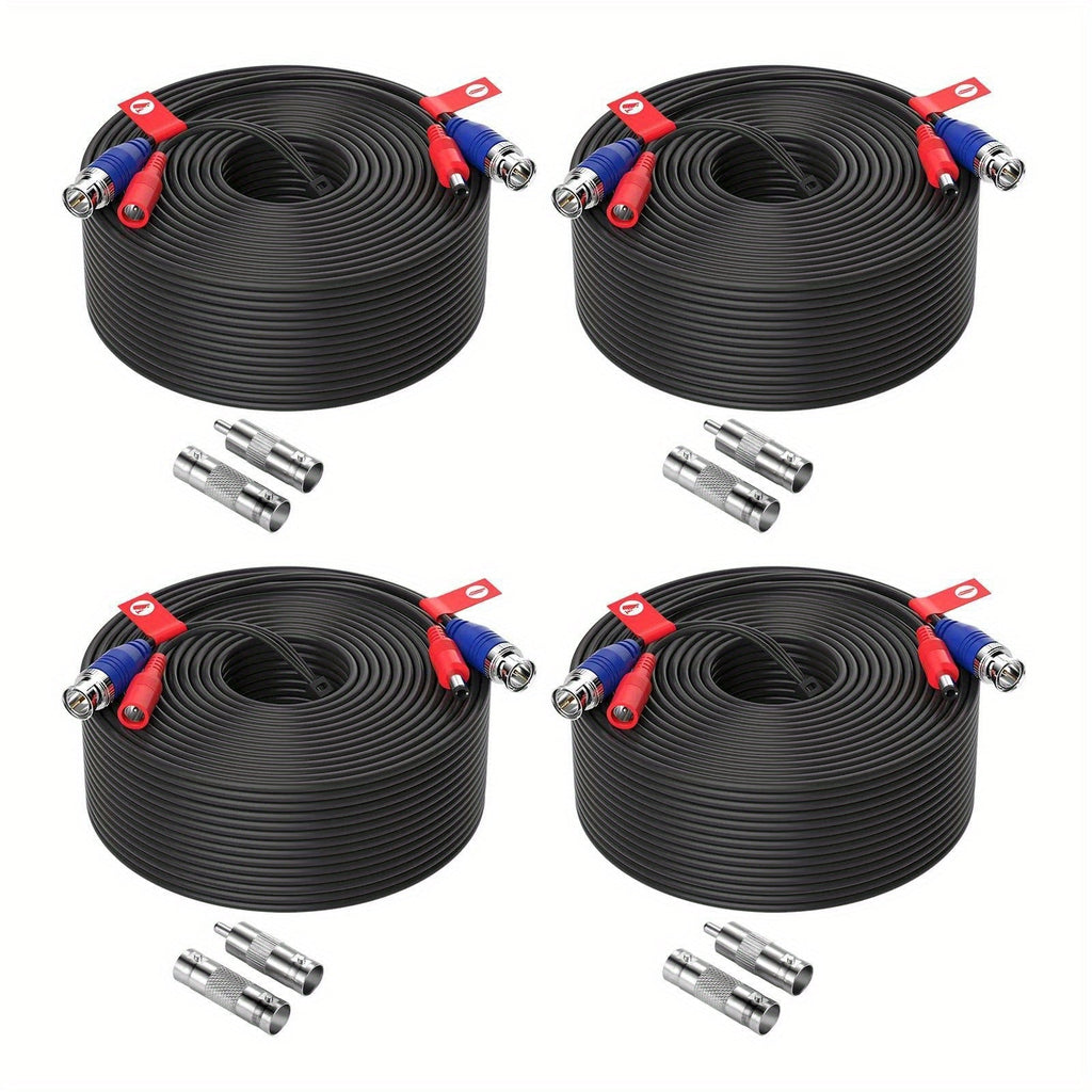 CCTV BNC Cable 4-Pack 100ft 30M, ZOSI Video Power 2-in-1 Security Camera Cable with BNC Connector and DC Plug