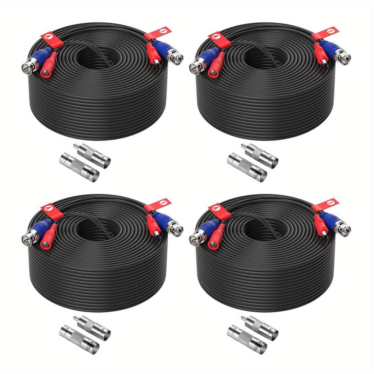 CCTV BNC Cable 4-Pack 100ft 30M, ZOSI Video Power 2-in-1 Security Camera Cable with BNC Connector and DC Plug
