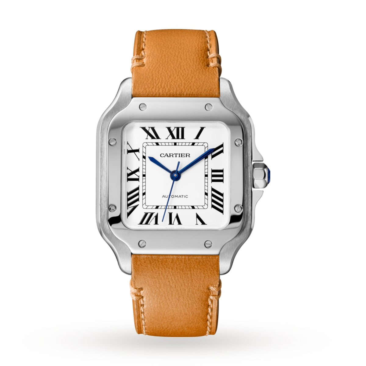 Santos de Cartier mittleres Modell | 35 mm, Stahl, silbernes Zifferblatt