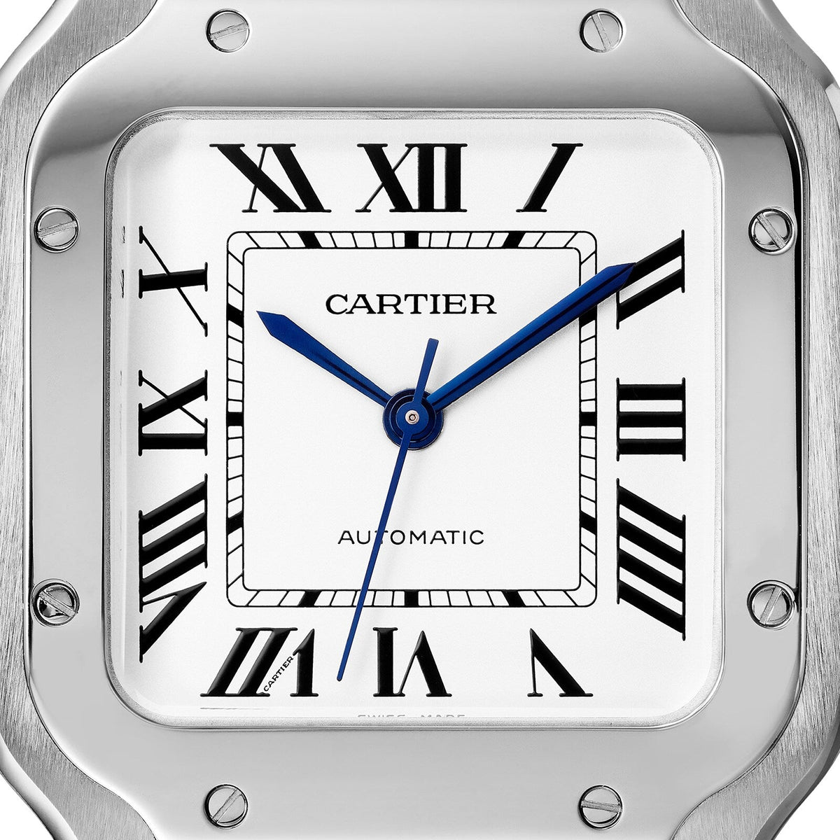 Santos de Cartier mittleres Modell | 35 mm, Stahl, silbernes Zifferblatt