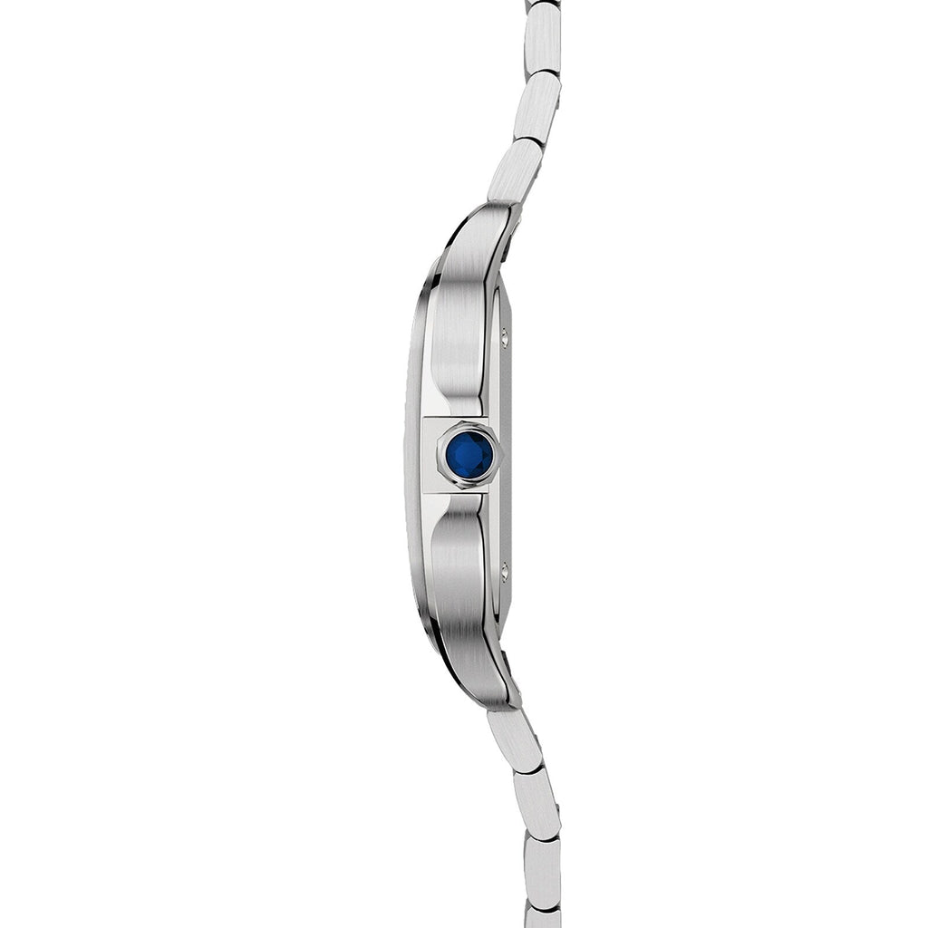 Santos de Cartier mittleres Modell | 35 mm, Stahl, silbernes Zifferblatt