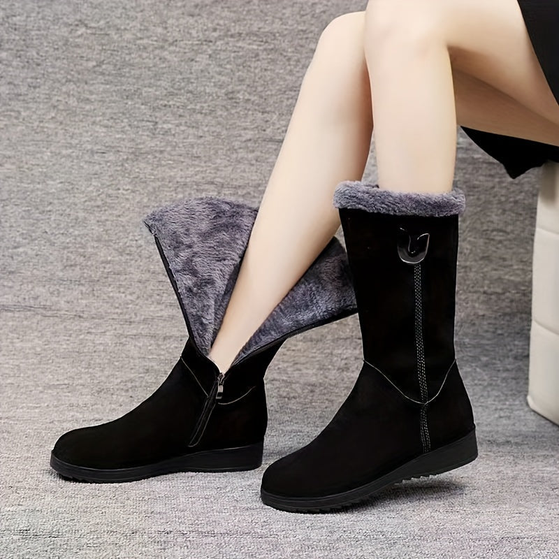 Annalise | Wadenhohe Stiefel mit Fellbesatz