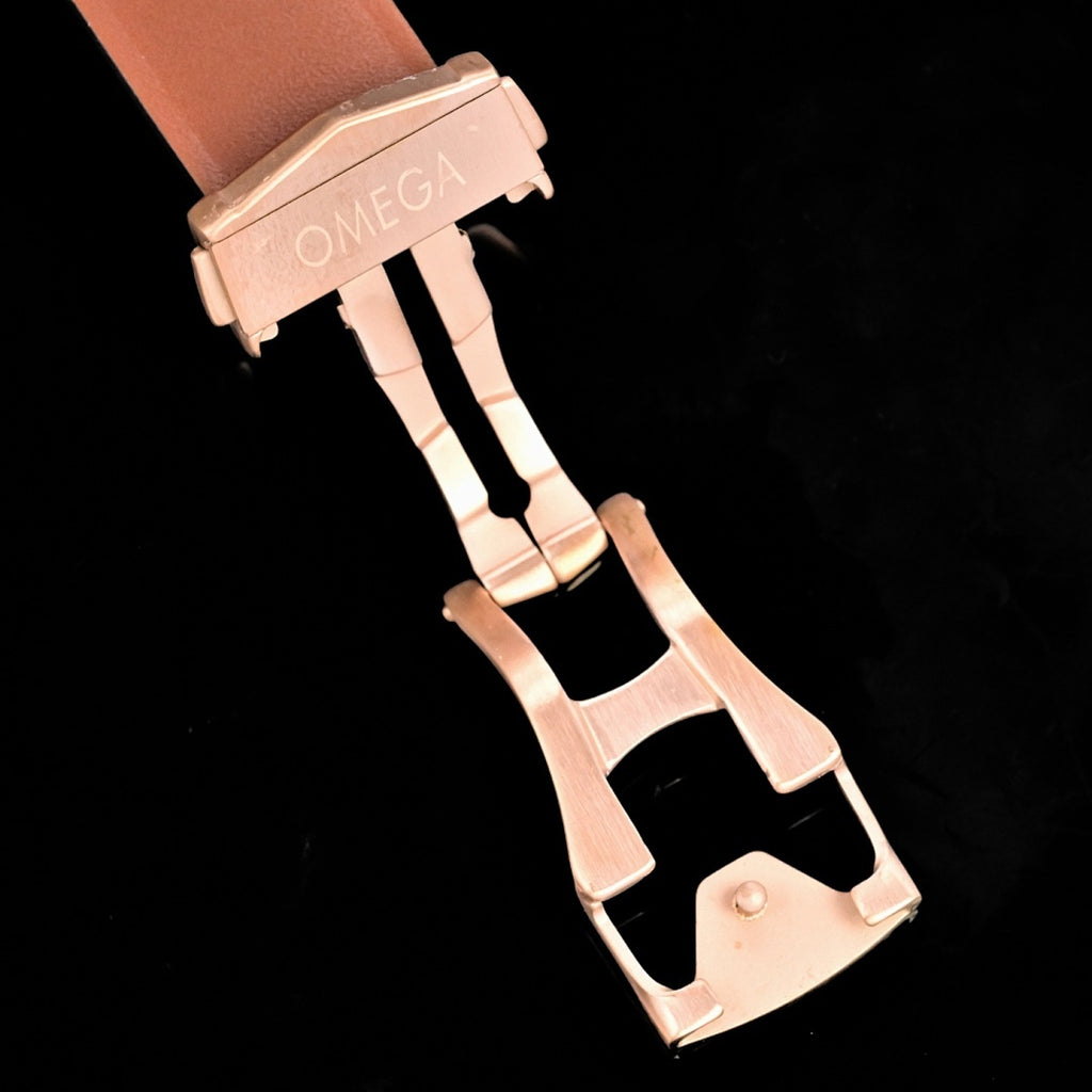 Omega Seamaster Aqua Terra – Rose Gold Black Sunburst Dial Rose Gold Indices Arrow Hands Date Tan Leather Strap