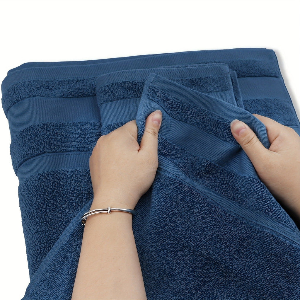 Bath Towel Set in Pure Cotton, Six or Ten Solid-Color Towels for Bathroom Routines, Gym Visits and Travel
