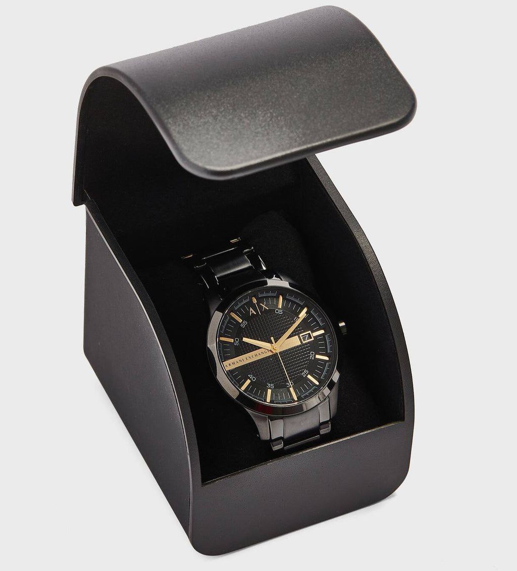 Armani Exchange Hampton AX2413 Herren-Chronograph – Schwarzes Zifferblatt mit schwarzem Edelstahlarmband