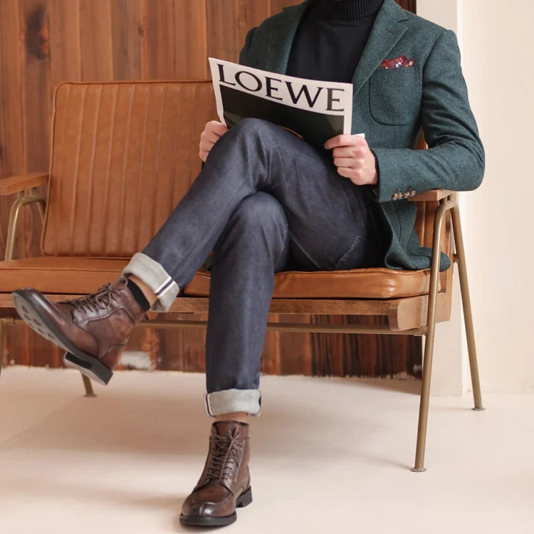 Men's Vintage Tweed Notch Lapel Blazer Jacket