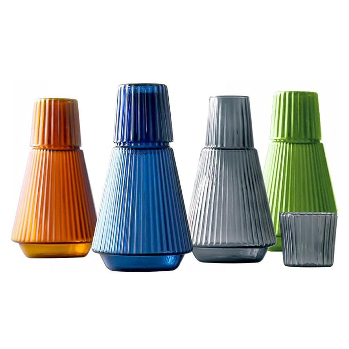 Jay Companies Vintage Ribbed Gray  2 Pc Water Carafe Set: Bottle, Cup
