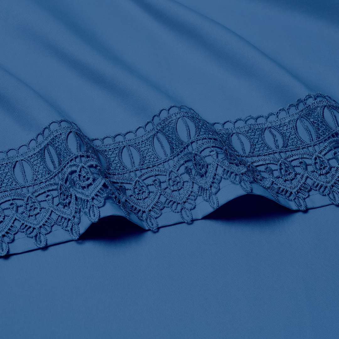 Bamboo Lace Crochet Embroidery 4 Piece Sheet Set