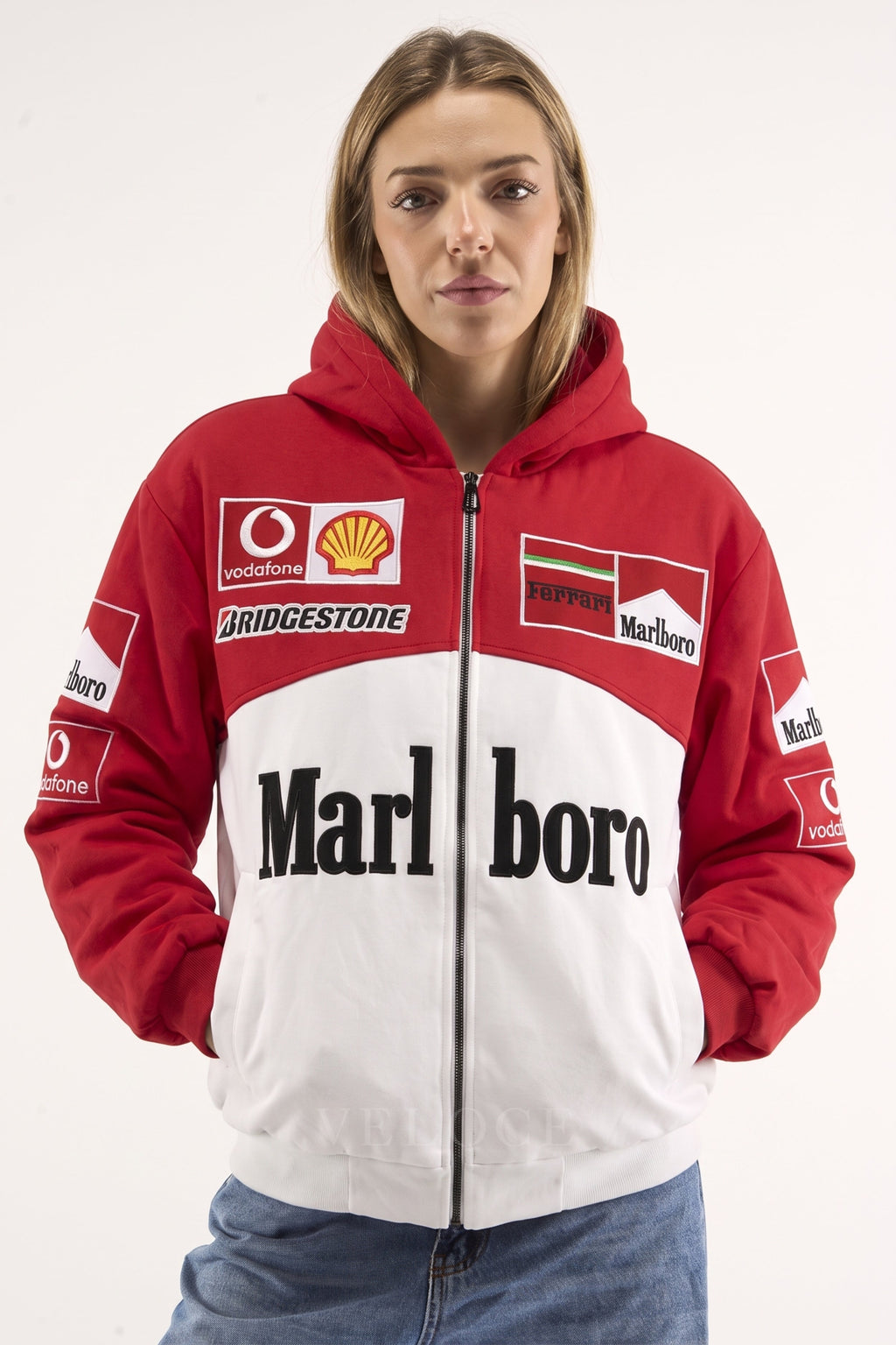Marlboro Ferrari Embroidered Zip Hoodie