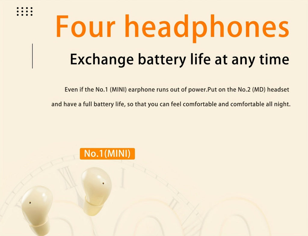 2-in-1 Wireless Earphones Couples Shared Audio Long Battery Life Clear Sound TV Movies for Bedside Audio, Alarms and Room Entertainment