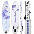 10.6-Foot Purple Floral Inflatable Paddle Board with EVA Deck, Paddle, Pump, Bag, Fin and Leash