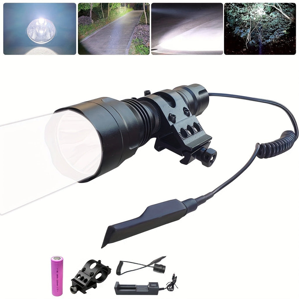 Flashlight Red, Green or White Hunting Light with Remote Switch, 18650 Battery and Mount Options