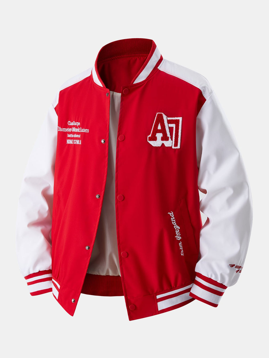 Relax Fit Contrast Embroidery Baseball Jacket